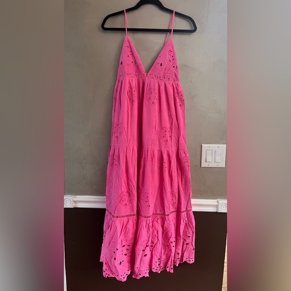 Farm Rio Neon Eyelet Dress Pink - Picture 3 of 4